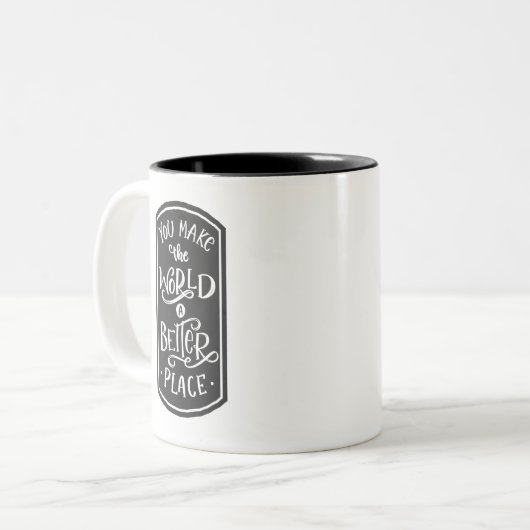 Vielen Dank Dankeschön Geschenk Hand schriftlich Zweifarbige Tasse (Vorderseite Links)