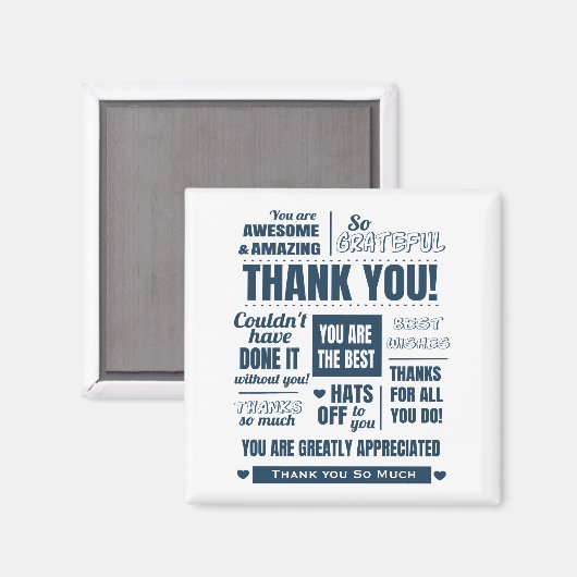 Vielen Dank, Dark Blue Message Magnet (Vorderseite/Rückseite)