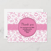 Vielen Dank: Das 90. Pink/White Birthday Number Pa Postkarte (Vorne/Hinten)