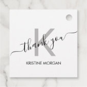 Vielen Dank, das Monogramm-Skript silber grau Geschenkanhänger (Rückseite)