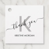 Vielen Dank, das Monogramm-Skript silber grau Geschenkanhänger (Vorderseite)