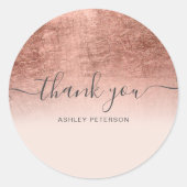 Vielen Dank, das Skript errötet Rose Goldfolie omb Runder Aufkleber (Vorderseite)