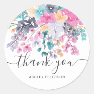 Vielen Dank, das Skript getrocknete wilde florale  Runder Aufkleber