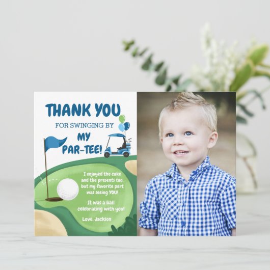Vielen Dank, dass Ihr Kartenloch in einem Golf Geb Einladung (Stehend Vorderseite)