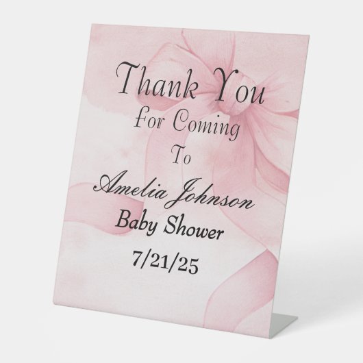 Vielen Dank, dass Sie Baby Pink Bow Duschkopf Schi Sockelschild (Vorderseite)