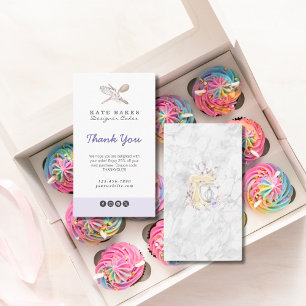 Vielen Dank, dass Sie backen Marmor Floral Wasserf Visitenkarte