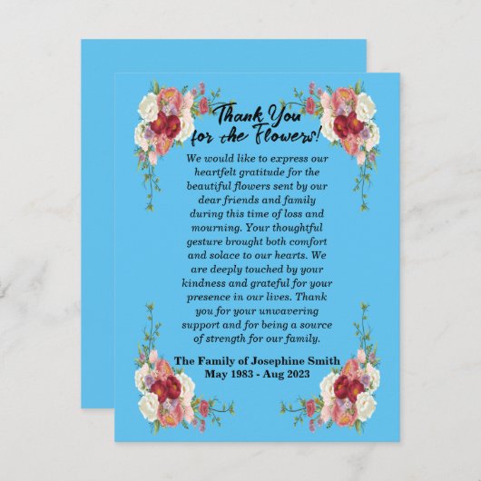 Vielen Dank, dass Sie Blume nach dem Tod geschickt Mitteilungskarte (Vorne/Hinten)