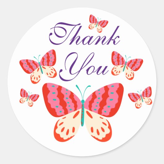 Vielen Dank, dass Sie Butterfly Round Stickers (Vorderseite)