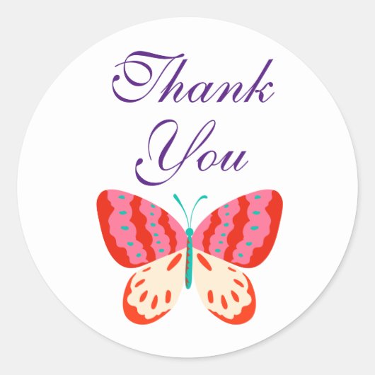 Vielen Dank, dass Sie Butterfly Round Stickers (Vorderseite)