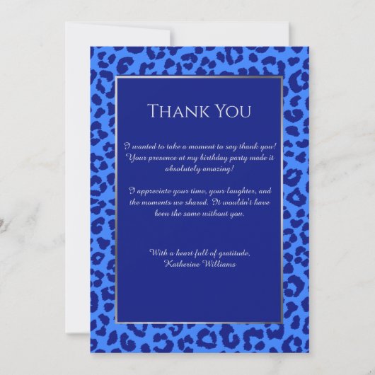 Vielen Dank, dass Sie Card Leopard Print-Blue- Einladung (Vorderseite)