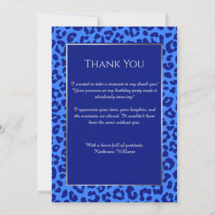 Vielen Dank, dass Sie Card Leopard Print-Blue- Einladung