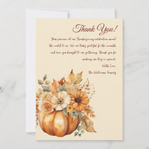 Vielen Dank, dass Sie Card Watercolor Pumpkin Blum Einladung