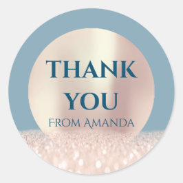 Vielen Dank, dass Sie ClassyRose Blush Smoky Blue  Runder Aufkleber