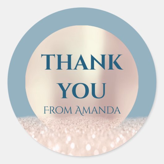 Vielen Dank, dass Sie ClassyRose Blush Smoky Blue  Runder Aufkleber (Vorderseite)