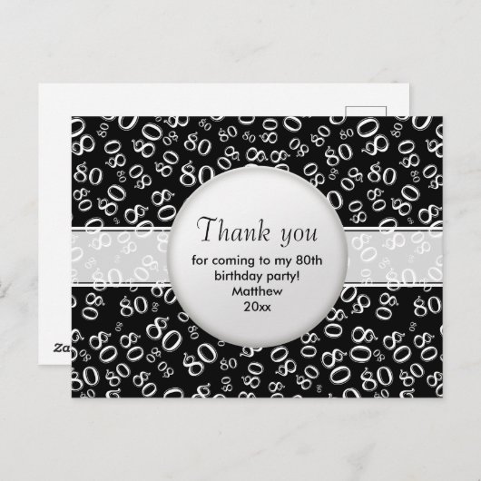 Vielen Dank, dass Sie das 80. Schwarz/Weiß Geburts Postkarte (Vorne/Hinten)