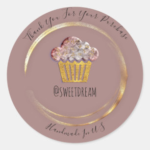 Vielen Dank, dass Sie das Logo Gold Sweet Muffin C Runder Aufkleber