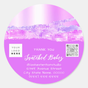 Vielen Dank, dass Sie das Logo QR Code Pink Girly Runder Aufkleber