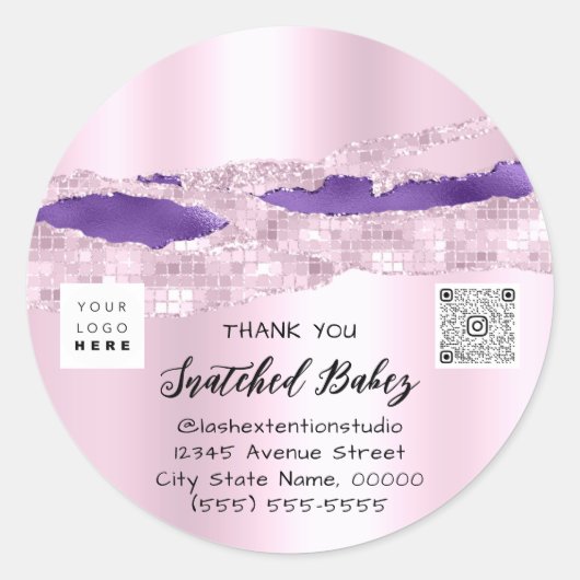 Vielen Dank, dass Sie das Logo QR Code Pink kaufen Runder Aufkleber (Vorderseite)