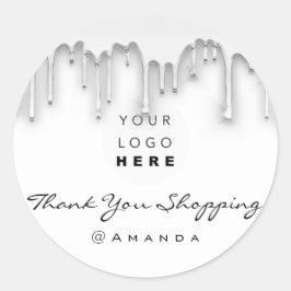 Vielen Dank, dass Sie das Logo "White Silver" Runder Aufkleber