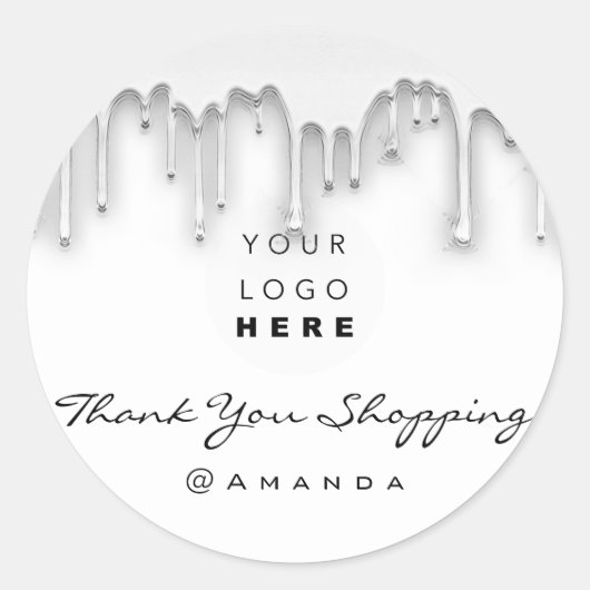 Vielen Dank, dass Sie das Logo "White Silver" Runder Aufkleber (Vorderseite)
