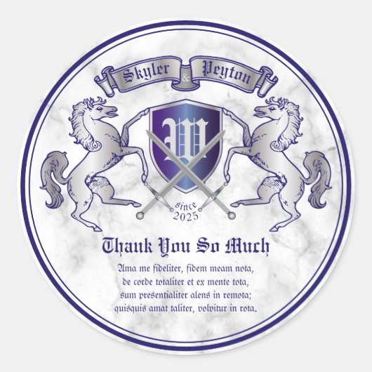 Vielen Dank, dass Sie das Mongram Silver Horse Emb Runder Aufkleber (Vorderseite)