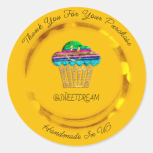 Vielen Dank, dass Sie das süße Muffin Candy Golden Runder Aufkleber