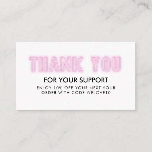 Vielen Dank, dass Sie den Rabatt auf Pink Neon Ins Visitenkarte (Vorderseite)