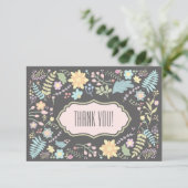 Vielen Dank, dass Sie die graue Blush Pink Floral Dankeskarte (Stehend Vorderseite)