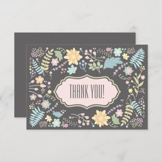 Vielen Dank, dass Sie die graue Blush Pink Floral Dankeskarte (Vorne/Hinten)