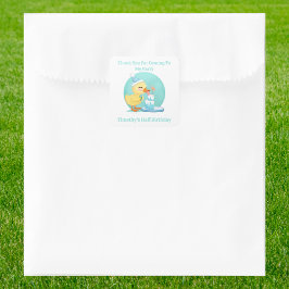 Vielen Dank, dass Sie die halbe Geburtstagsbabyduc Quadratischer Aufkleber