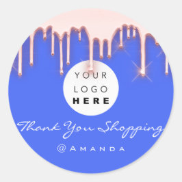 Vielen Dank, dass Sie die Rose für das Logo "Blau" Runder Aufkleber