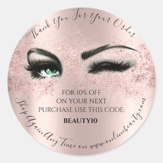 Vielen Dank, dass Sie die Rose Lash Studio mit dem Runder Aufkleber (Vorderseite)