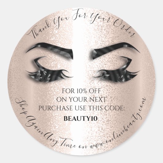 Vielen Dank, dass Sie die Rose Lashes Boutique bes Runder Aufkleber (Vorderseite)