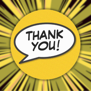 Vielen Dank, dass Sie die Sprechblase Spaß Comic Runder Aufkleber