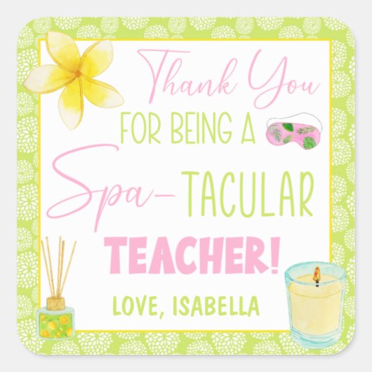 Vielen Dank, dass Sie ein Wellness-Center-Lehrer s Quadratischer Aufkleber (Vorderseite)