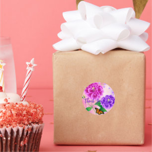 Vielen Dank, dass Sie einen floralen Geschenkaufkl Runder Aufkleber