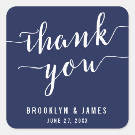 Vielen Dank, dass Sie einfache blaue Hochzeitskleb Quadratischer Aufkleber