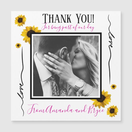 Vielen Dank, dass Sie einfache goldene Sonnenblume Magnetkarte (Vorderseite)