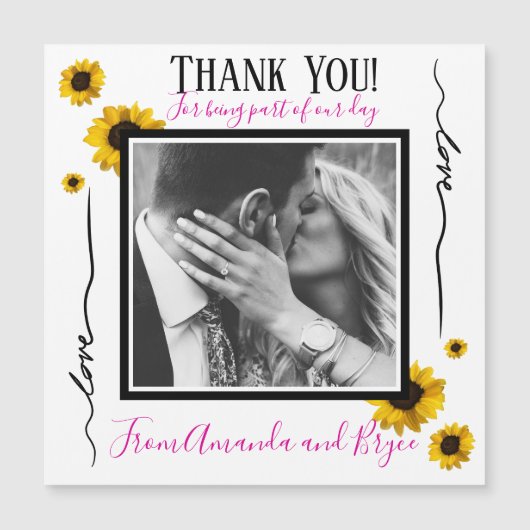 Vielen Dank, dass Sie einfache goldene Sonnenblume Magnetkarte (Vorderseite)