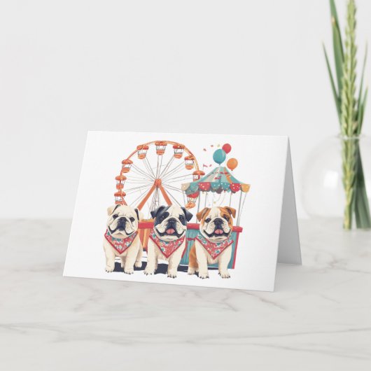 Vielen Dank, dass Sie englische Bulldogs bei einem Dankeskarte (Vorderseite)