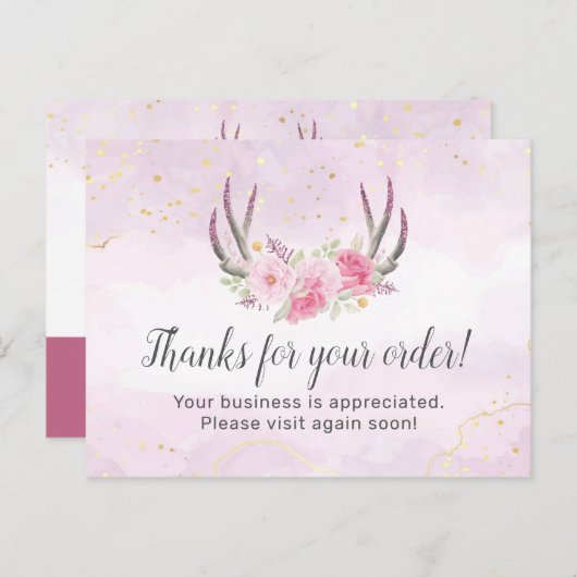 Vielen Dank, dass Sie Floral Antlers Blush Pink &  Postkarte (Vorne/Hinten)