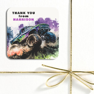 Vielen Dank, dass Sie Geburtstag Monster Truck Sma Quadratischer Aufkleber