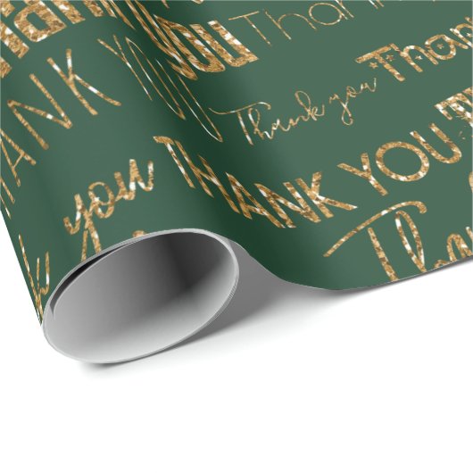 Vielen Dank, dass Sie Gold-Glitzer-Text auf anpass Geschenkpapier (Rolleneckpunkt)