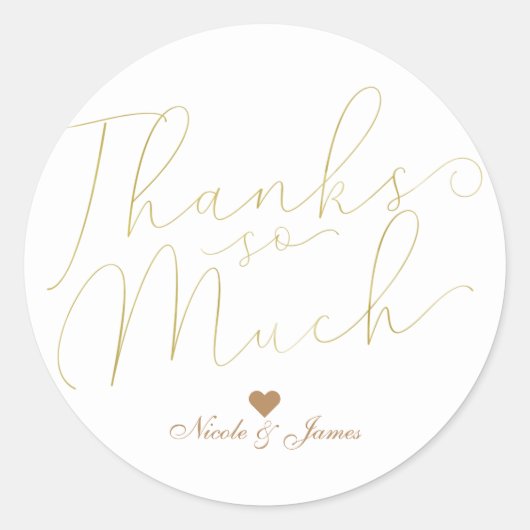 Vielen Dank, dass Sie Gold-Script-Typ-Gefallen Runder Aufkleber (Vorderseite)