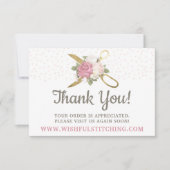 Vielen Dank, dass Sie Gold Sewing Scissors Shabby Einladung (Vorderseite)