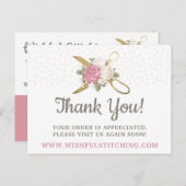 Vielen Dank, dass Sie Gold Sewing Scissors Shabby Postkarte (Vorne/Hinten)