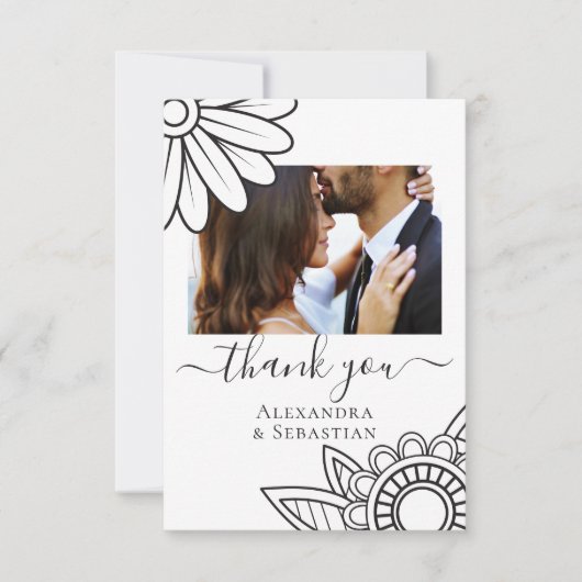 Vielen Dank, dass Sie graue weiße Blume Typografy Save The Date (Vorderseite)