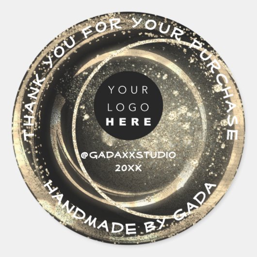 Vielen Dank, dass Sie handgefertigte Logos Black G Runder Aufkleber (Vorderseite)