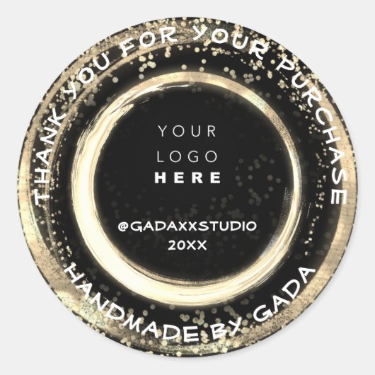 Vielen Dank, dass Sie handmade Black Modern Gold k Runder Aufkleber (Vorderseite)