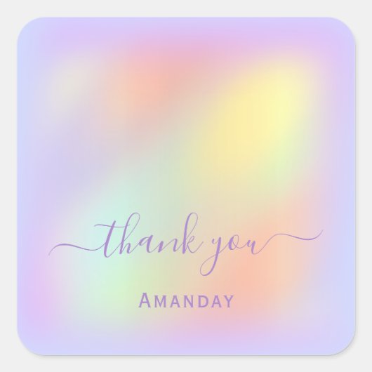 Vielen Dank, dass Sie Holographic Makeup Lila Quadratischer Aufkleber (Vorderseite)